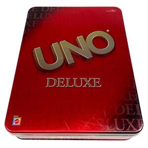 Mattel 2001 Uno Deluxe Card Game Complete In Original Storage Tin- Clean!